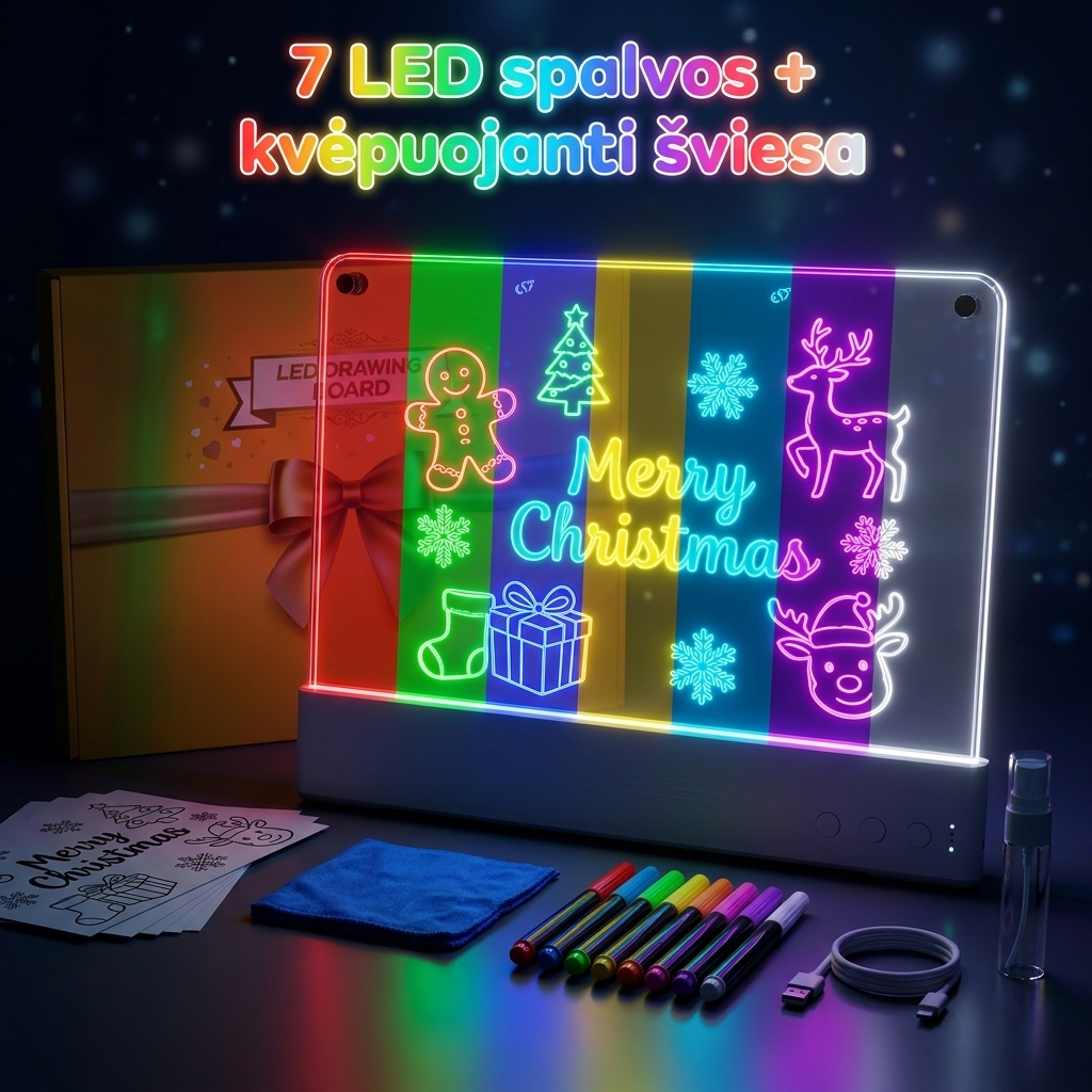 Smalsutis GlowBoard - 7 LED spalvos
