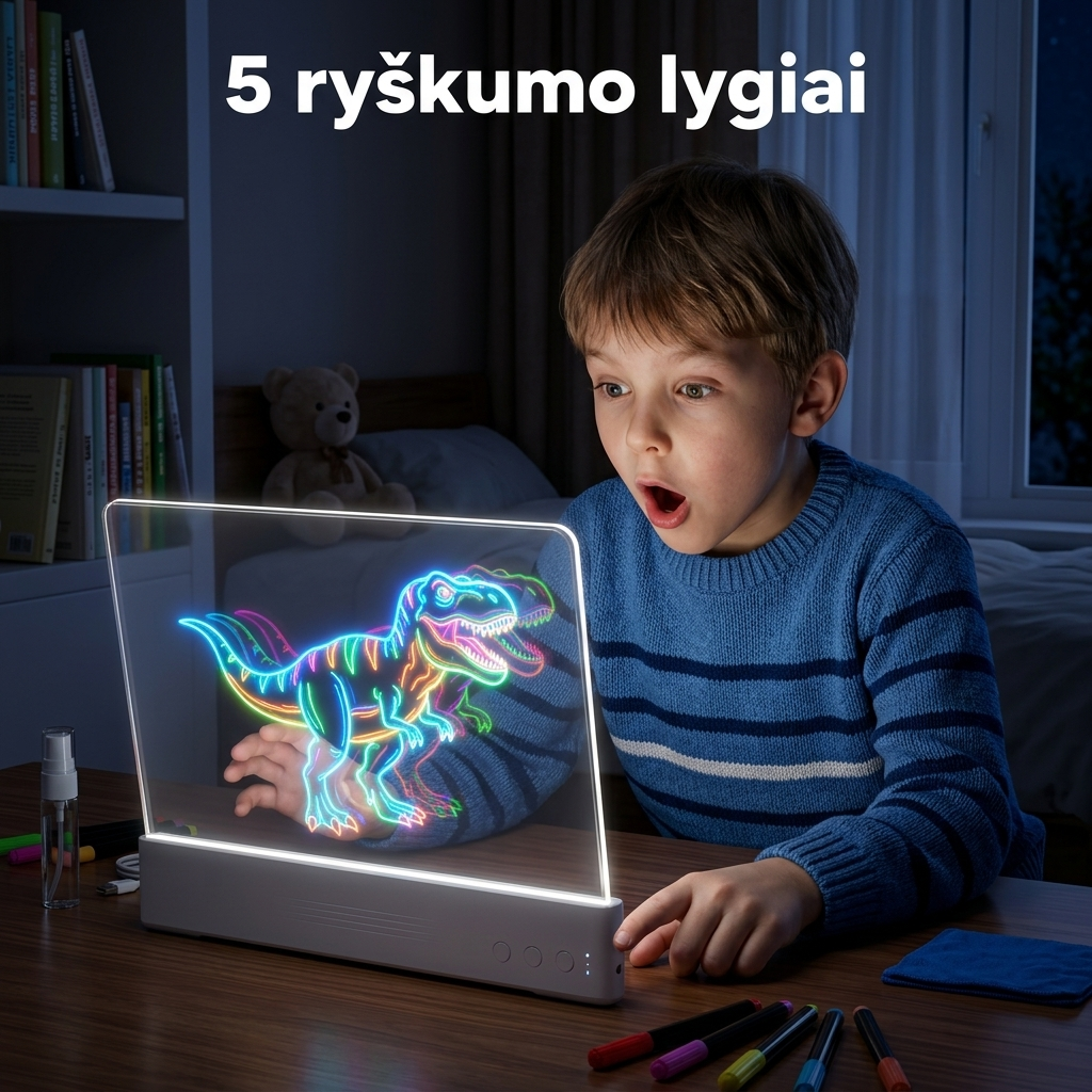 Smalsutis GlowBoard - 5 ryškumo lygiai