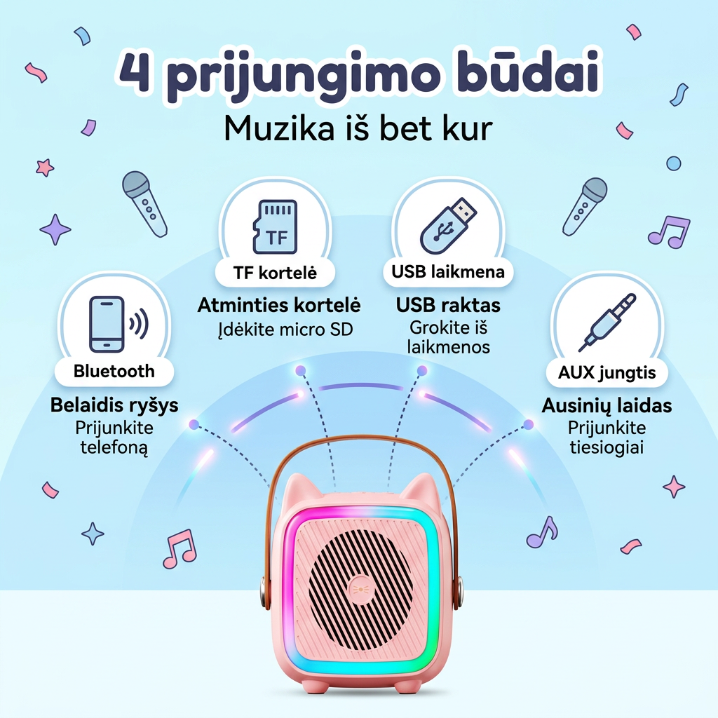 Smalsutis DuetMic – 4 prijungimo būdai